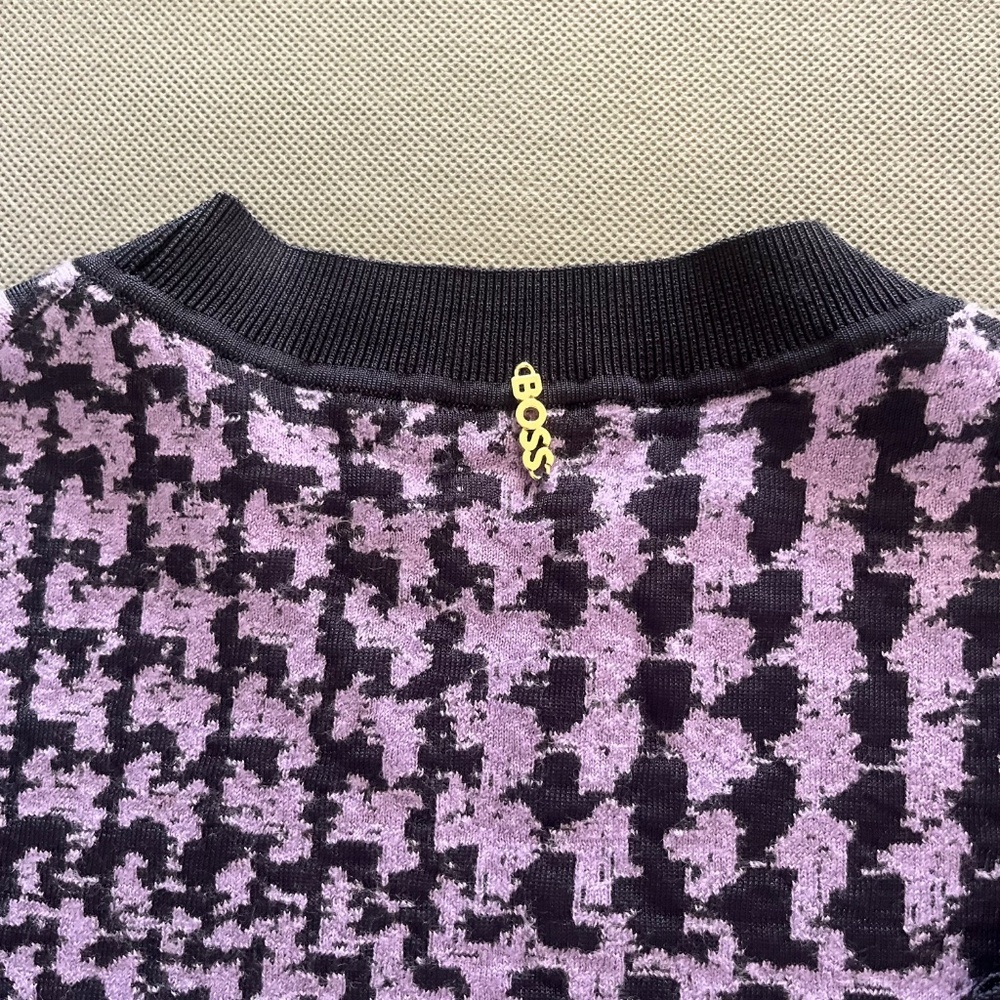 BOSS Favianna Wool & Cotton Blend Sweater in Paisley Purple Fantasy Size X-Small - Picture 9 of 10